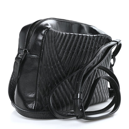 Saint Laurent Cracked Shiny Calfskin Matelasse Monogram Lou Camera Bag Black 3 of 8