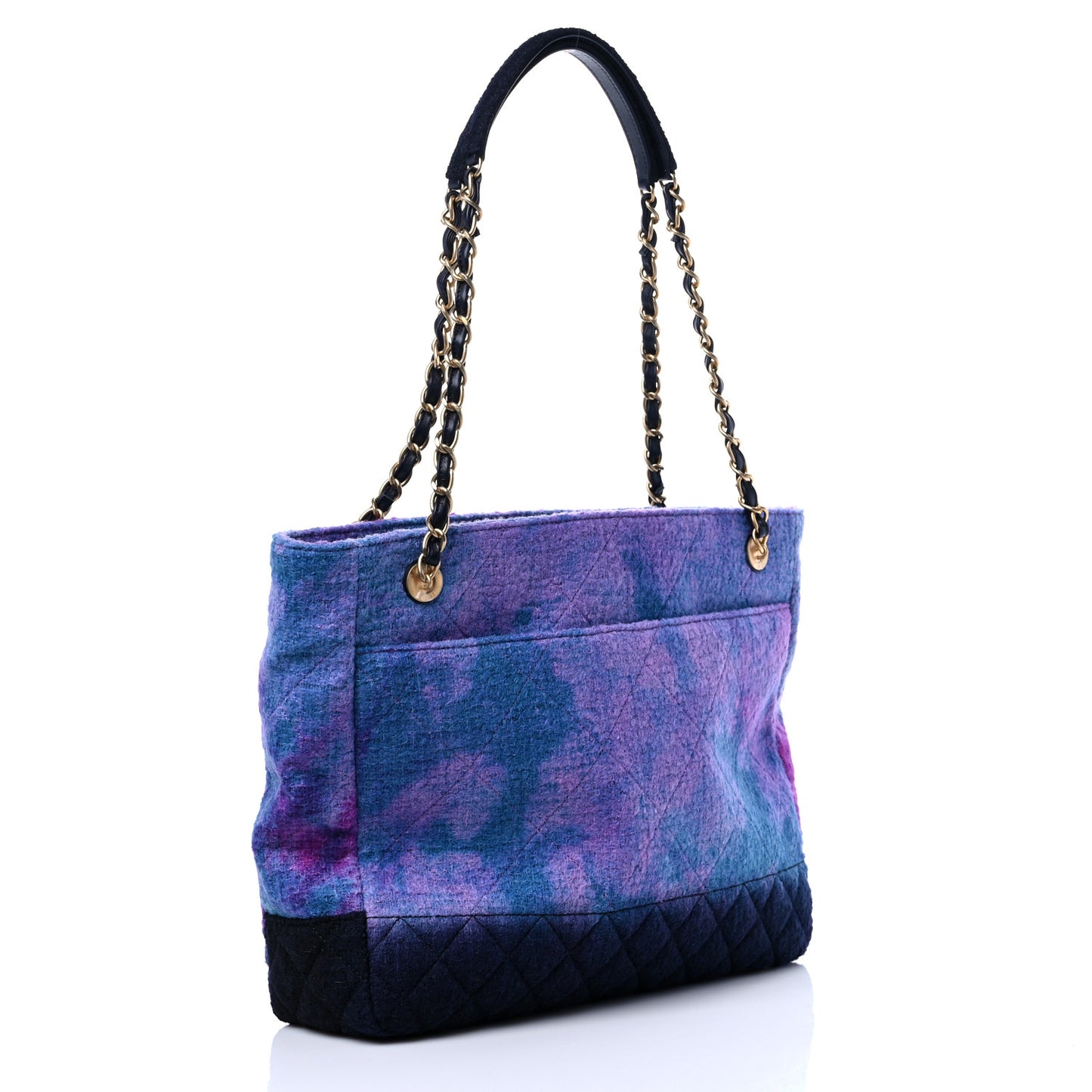 Wool Tweed CC Tote Purple Black Blue