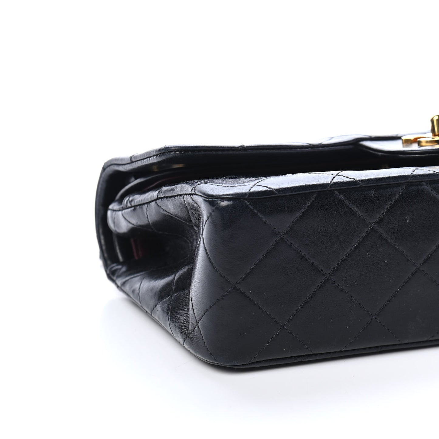 Lambskin Quilted Small Double Flap Black
