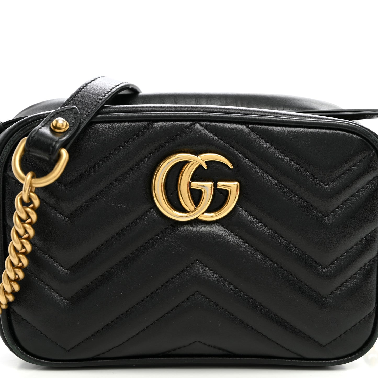 Calfskin Matelasse Mini GG Marmont Camera Bag Black