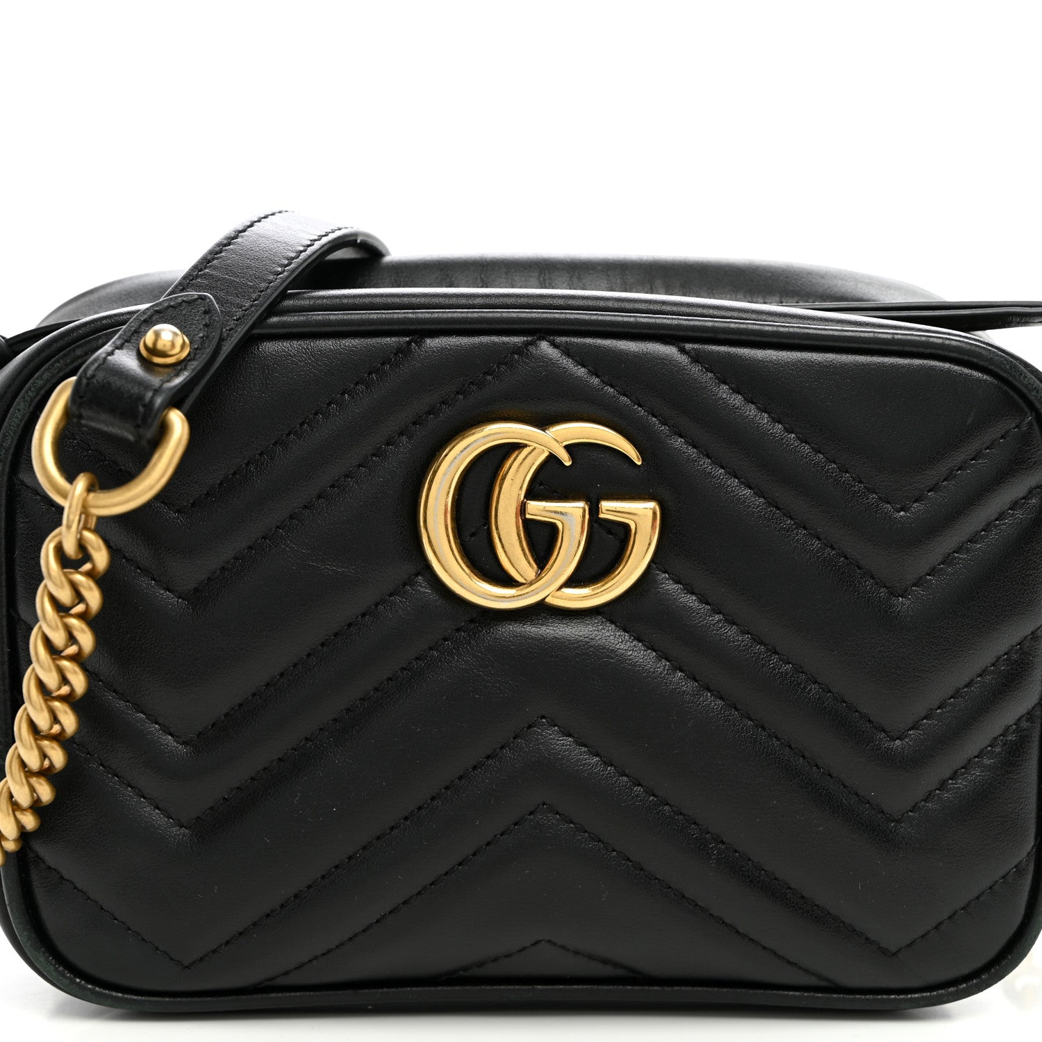 Gucci Calfskin Matelasse Mini GG Marmont Camera Bag Black 8 of 10