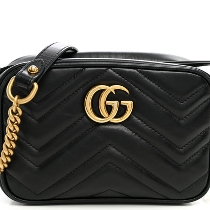 Gucci Calfskin Matelasse Mini GG Marmont Camera Bag Black 8 of 10