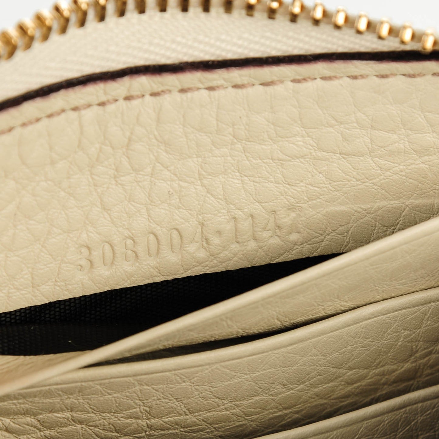 Pebbled Calfskin Soho Zip Around Wallet Off White