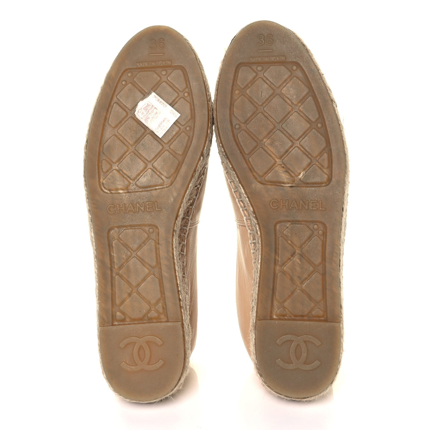 Lambskin CC Espadrilles 36 Beige Black