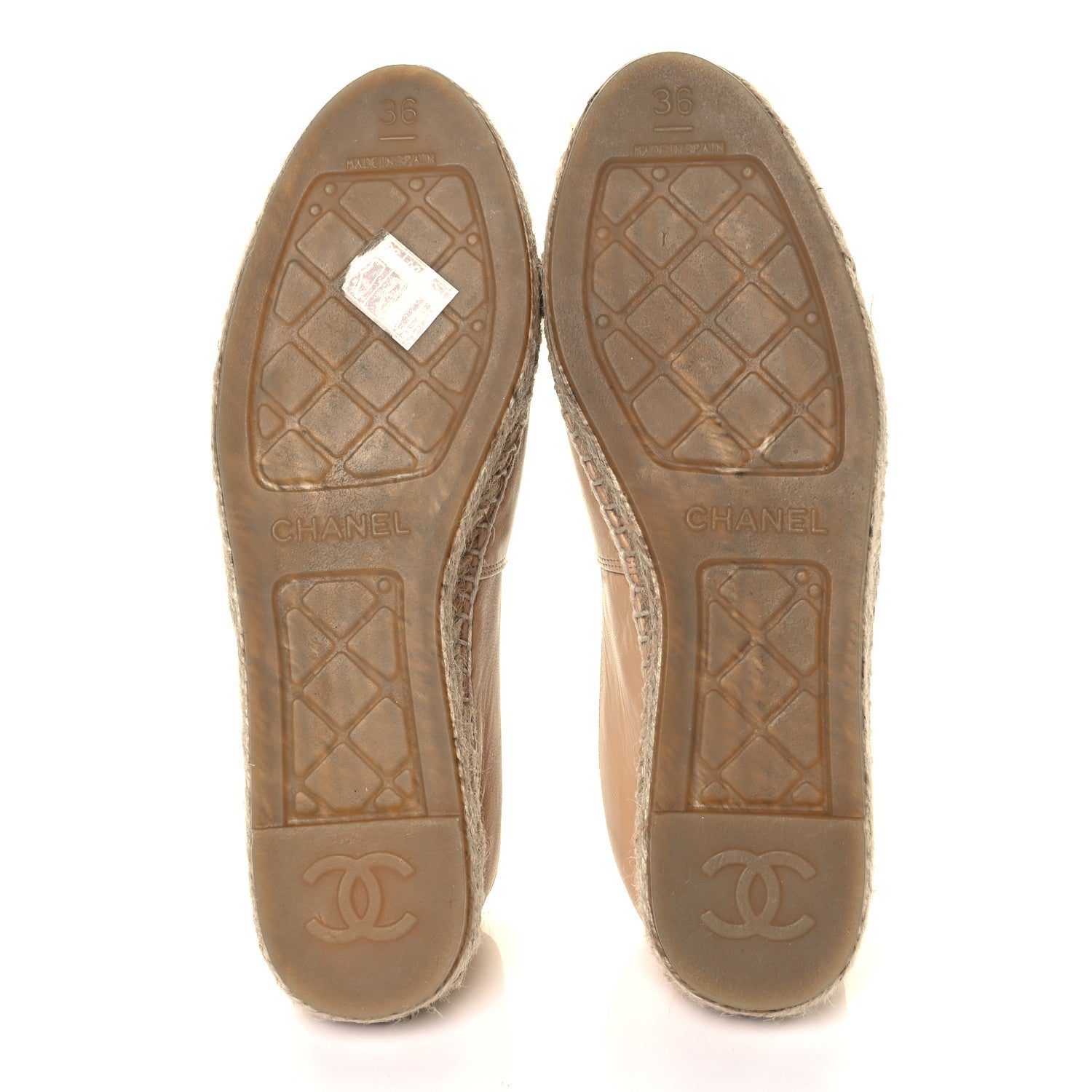 Chanel Lambskin CC Espadrilles 36 Beige Black 5 of 7
