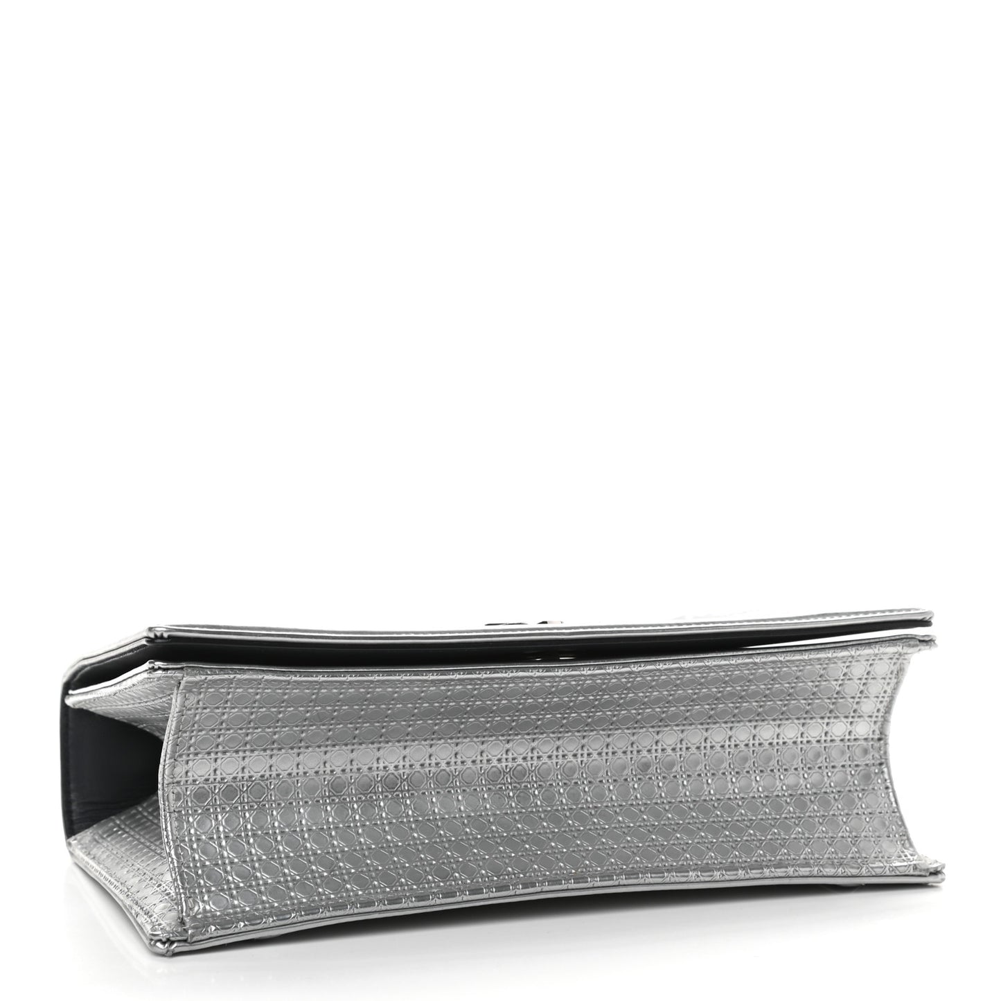 Metallic Patent Micro-Cannage Medium Diorama Flap Bag Silver