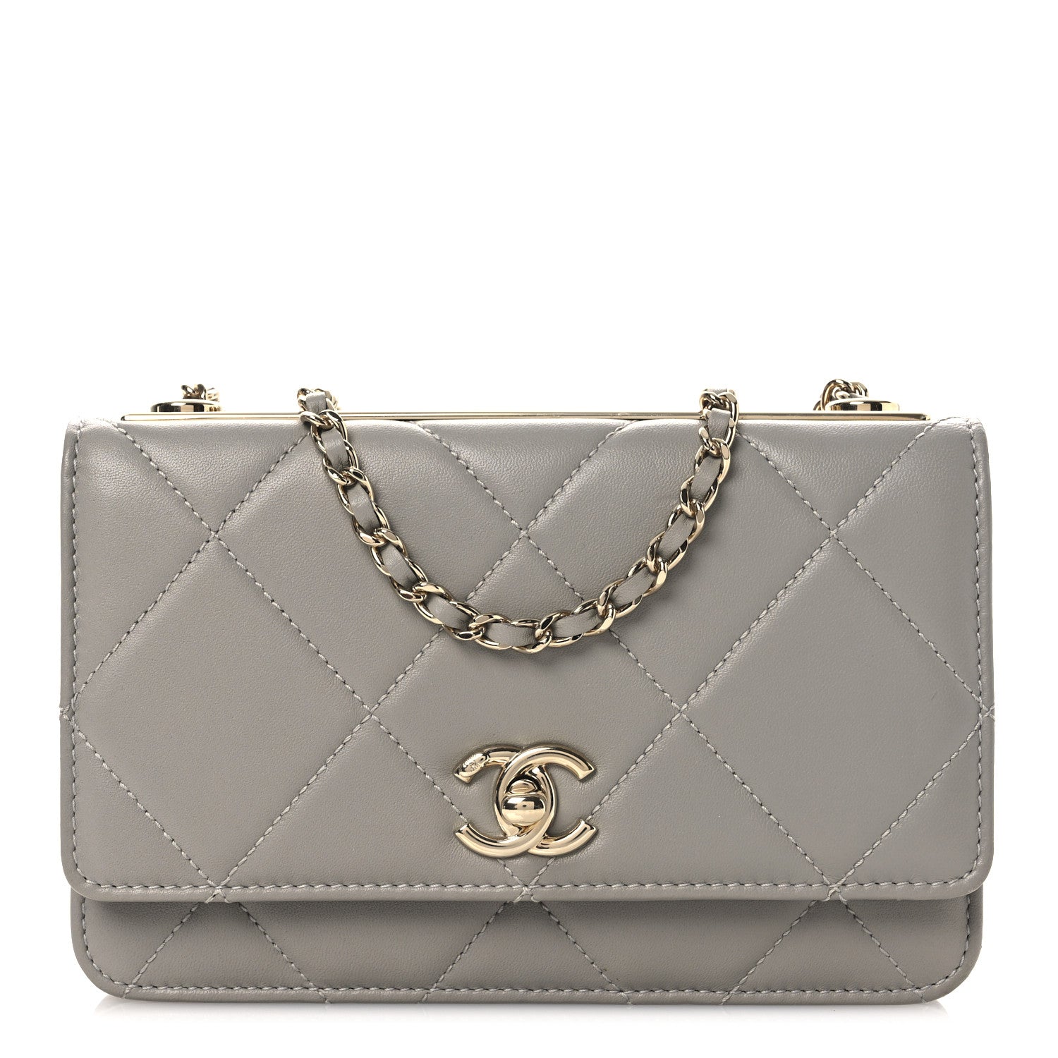 Chanel Lambskin Quilted Trendy CC Wallet On Chain WOC Grey 1 of 13