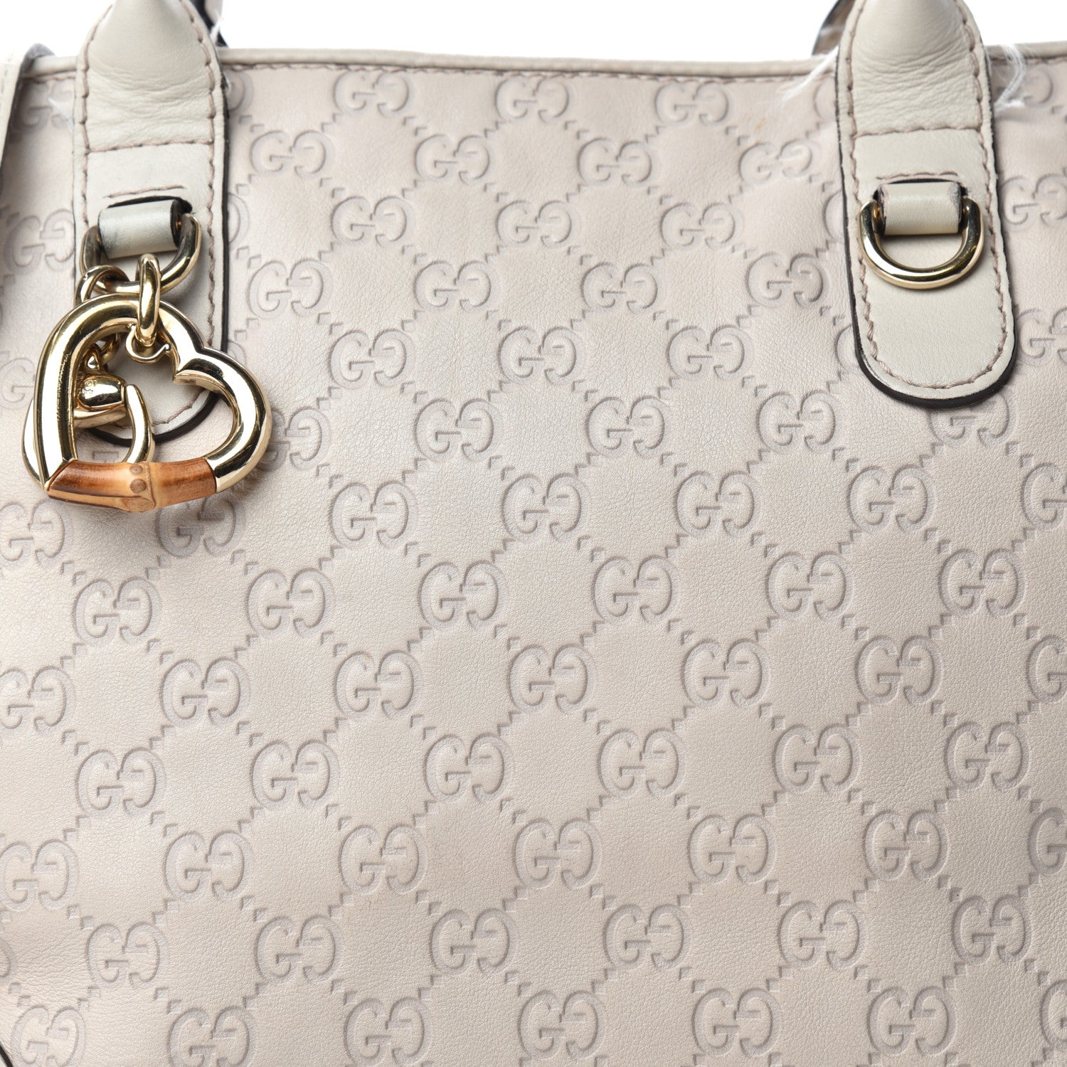 Gucci Guccissima Heart Bit Charm Top Handle Tote Off White 19 of 19