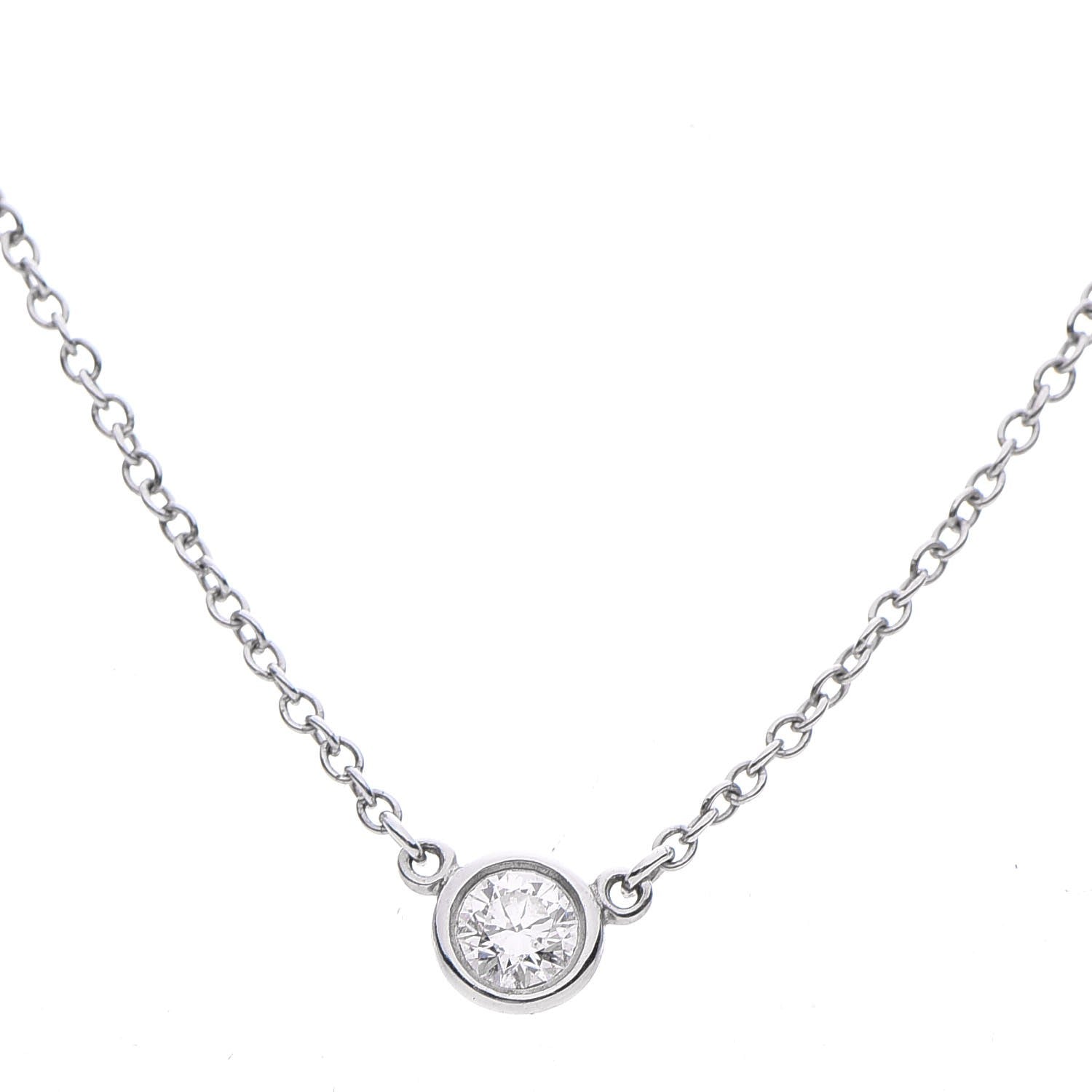 Tiffany Platinum Diamond .12ct Elsa Peretti Diamonds by the Yard Pendant Necklace 4 of 8