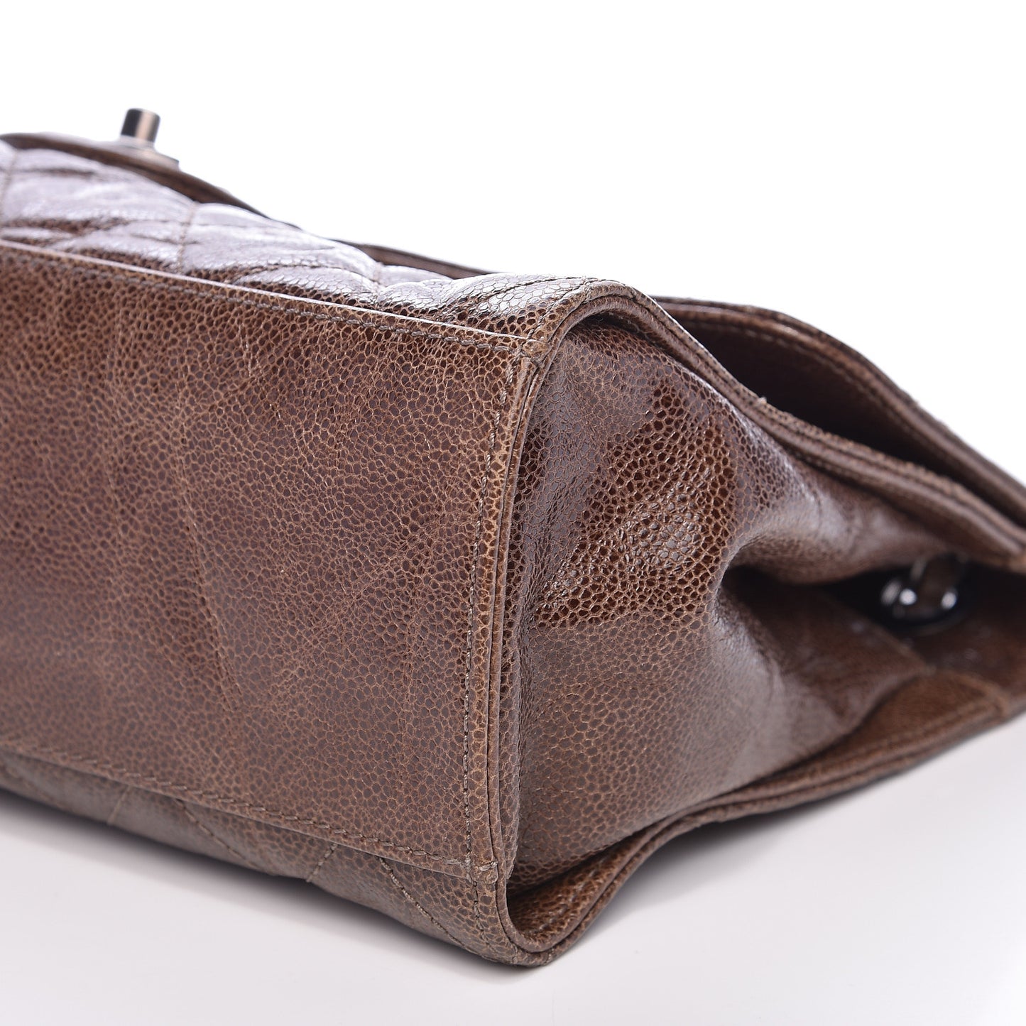 Crumpled Grained Calfskin Jumbo CC Crave Flap Beige