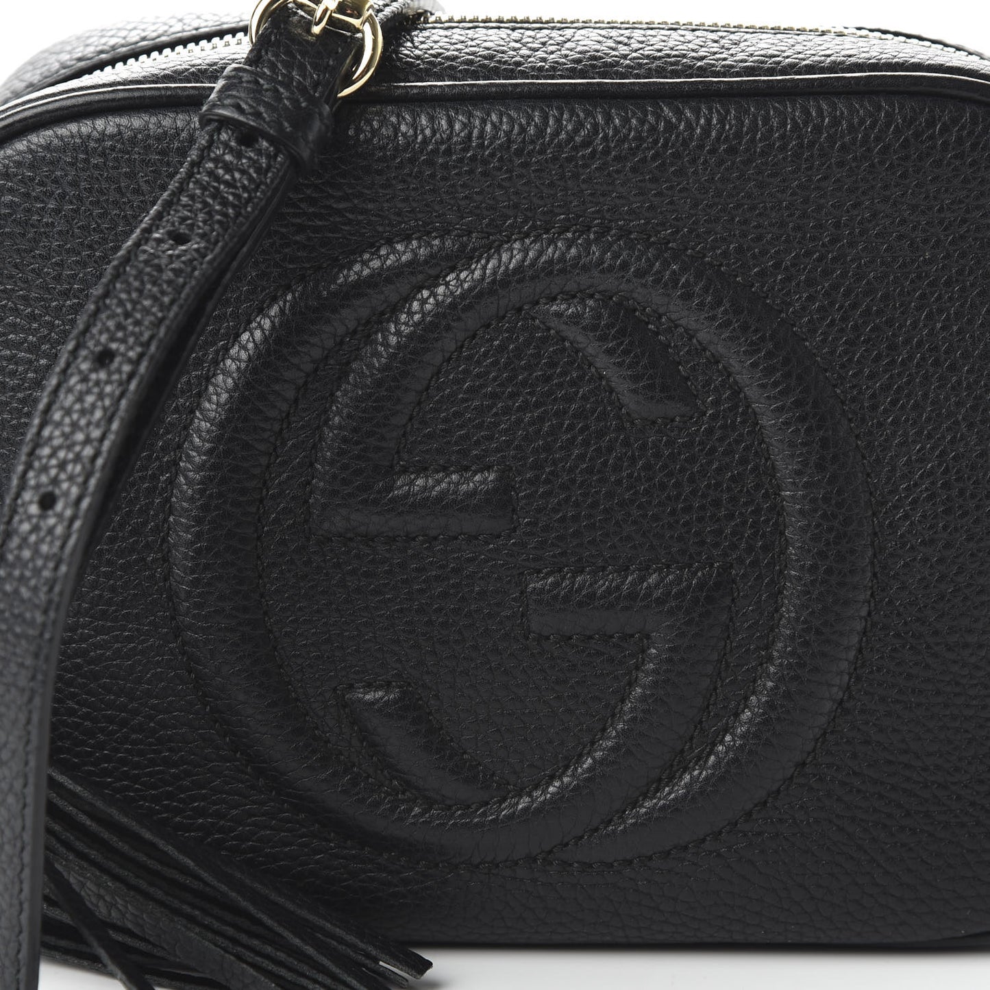 Pebbled Calfskin Small Soho Disco Bag Black