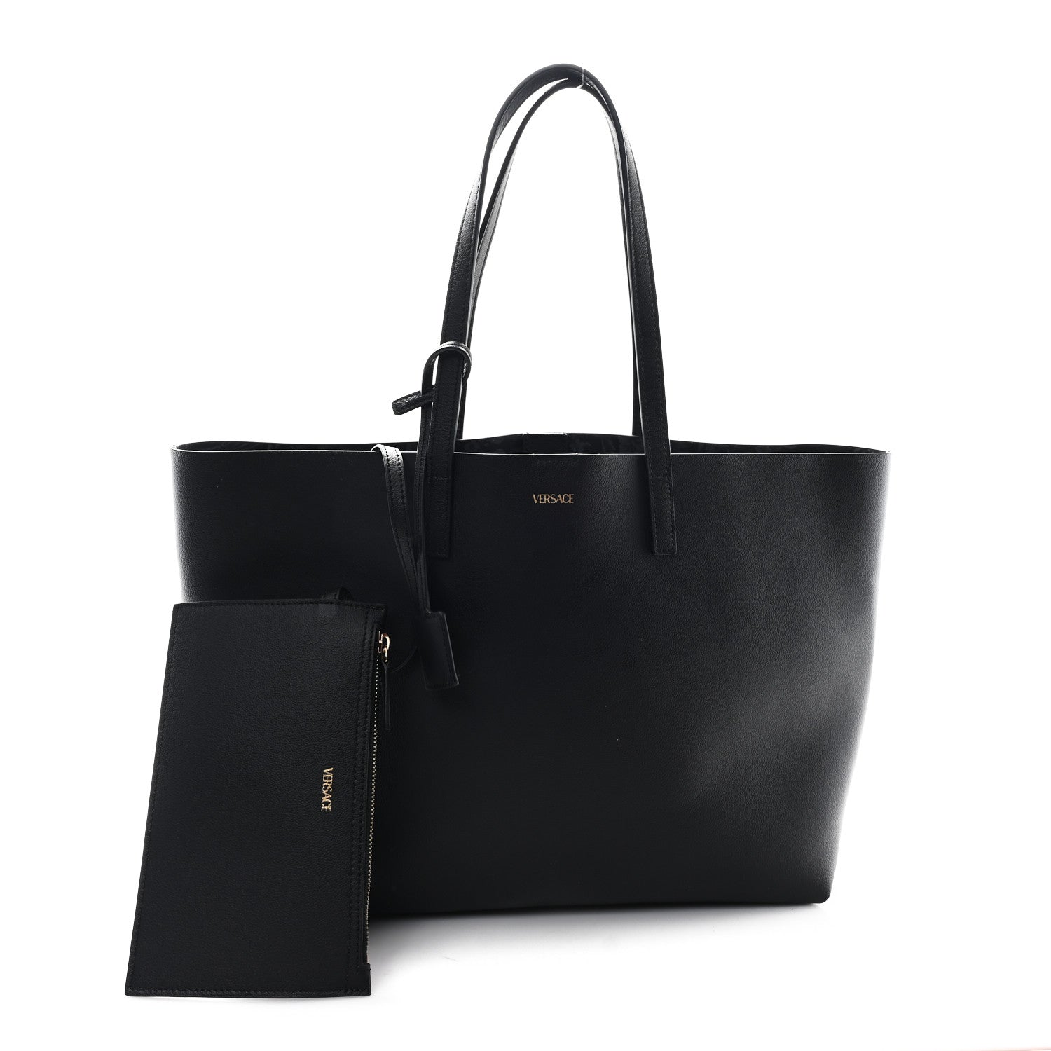 Versace Calfskin Virtus Tote Black 2 of 10