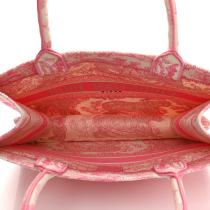 Christian Dior Canvas Embroidered Medium Dioriviera Toile De Jouy Book Tote Peony Pink 5 of 10