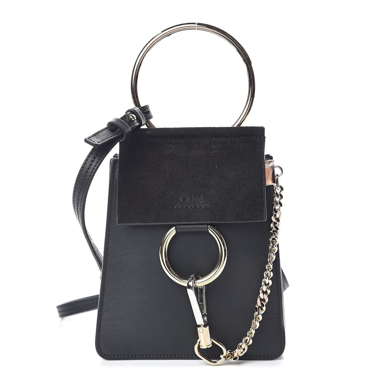 Chloe Suede Calfskin Mini Faye Bracelet Bag Black 1 of 12