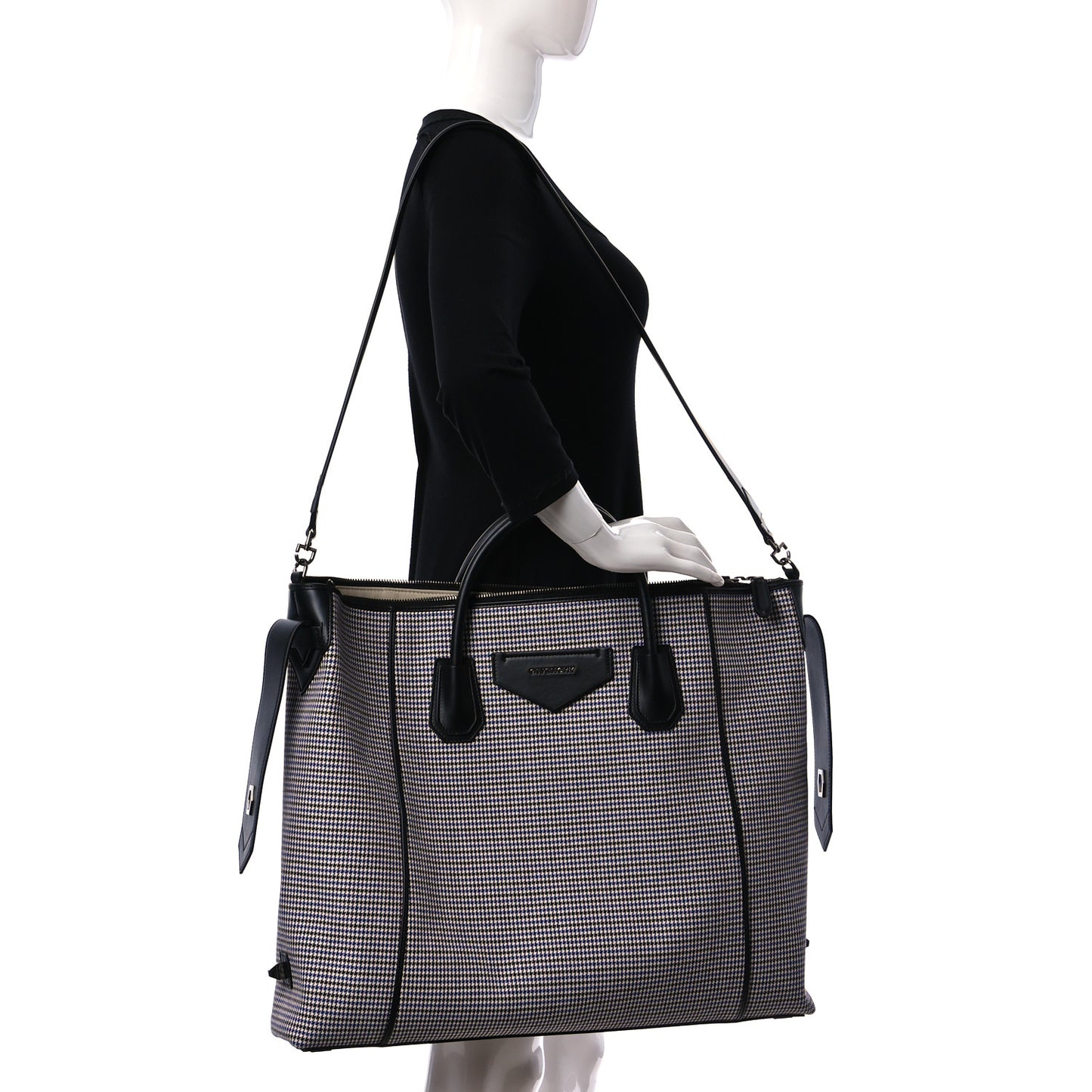 Wool Houndstooth Large Soft Antigona Black