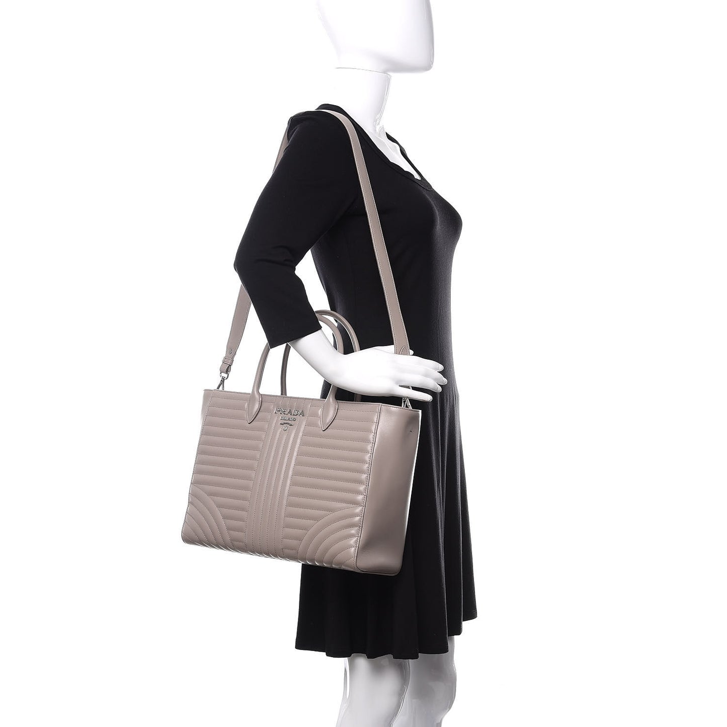 Soft Calfskin Impunture Diagramme Double Zip Tote Pomice