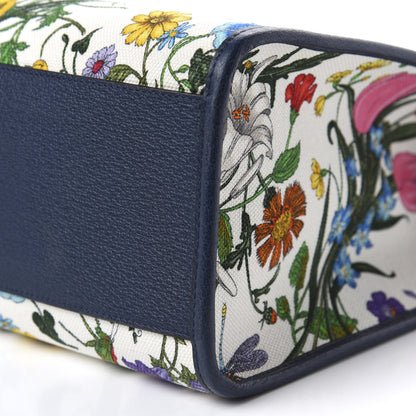 Gucci Canvas Large Flora Tote Navy Multicolor 9 of 10