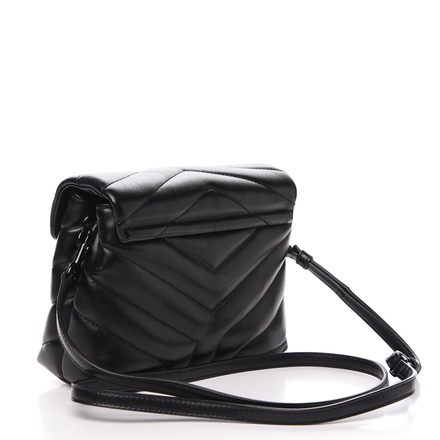 Calfskin Y Quilted Monogram Toy Loulou Crossbody Bag Black