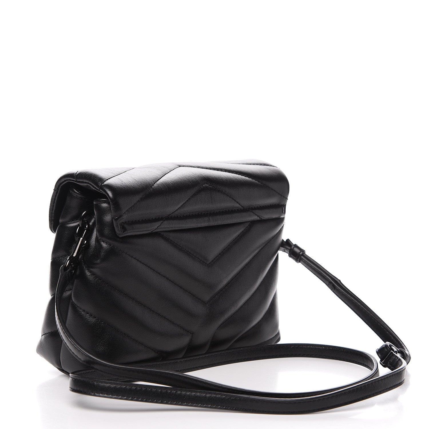 Saint Laurent Calfskin Y Quilted Monogram Toy Loulou Crossbody Bag Black 2 of 7