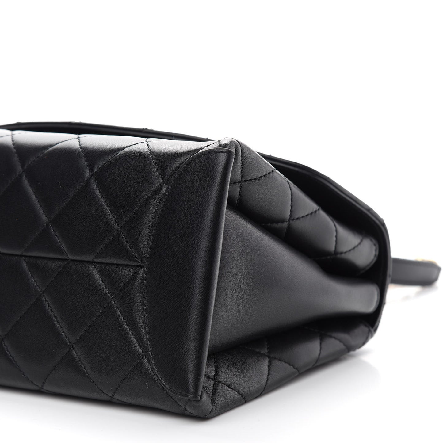 Lambskin Quilted Large Trendy Spirit Top Handle Bag Black