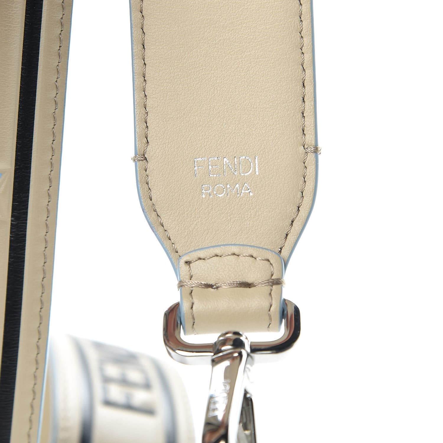 Fendi Vitello Century Logo Lines Strap You Nuvola Black 4 of 5