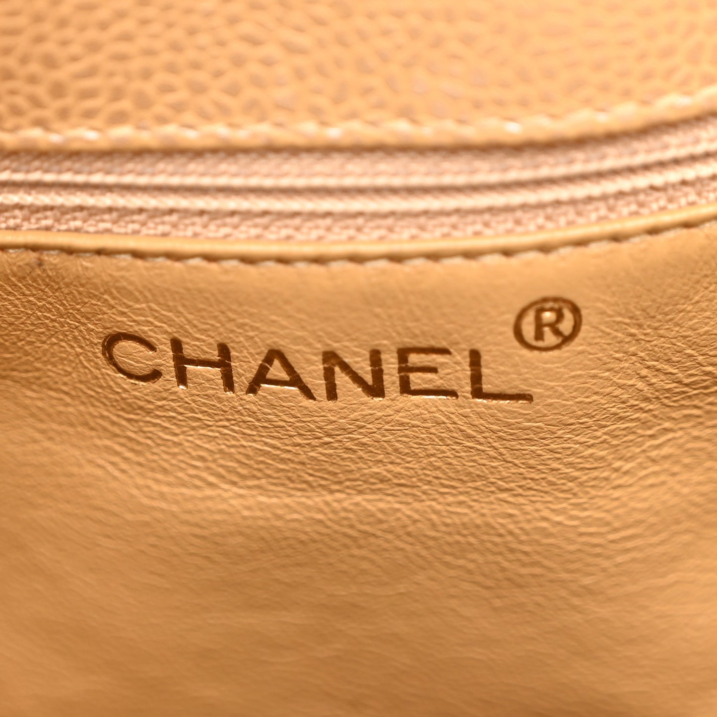 Metallic Caviar Quilted Shoulder Bag Beige