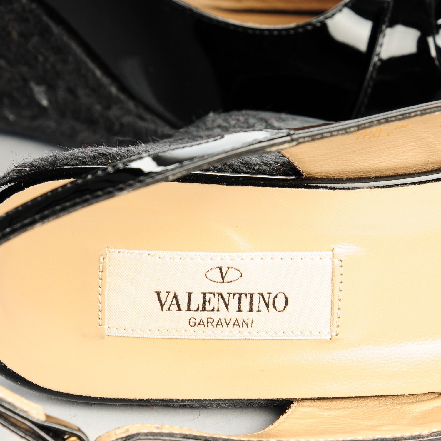 Valentino Garavani Patent Bow Espadrille Slingback Wedges Black 39 8 of 9