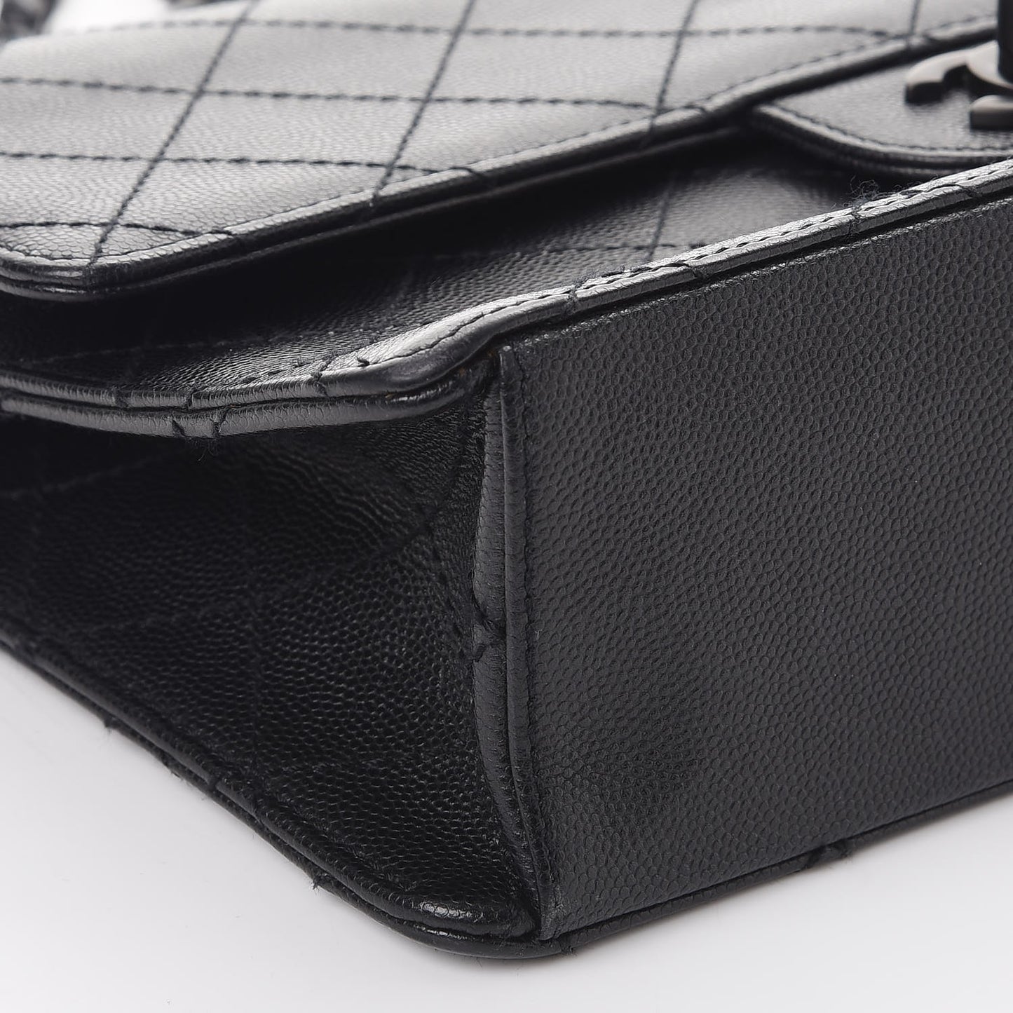 Caviar Stitch Medium Single Flap So Black
