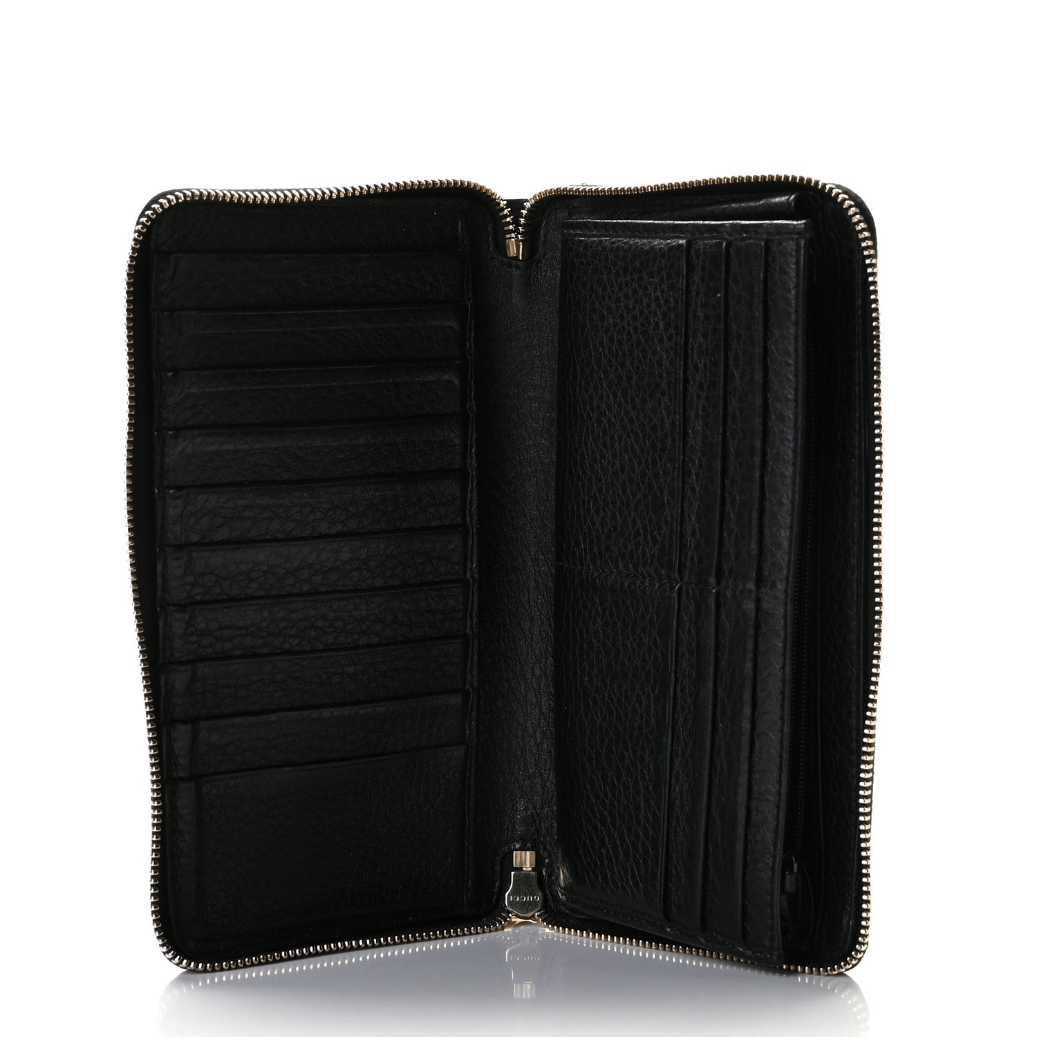Gucci Pebbled Calfskin Bamboo Tassel Zip Around Wallet Black 4 of 8