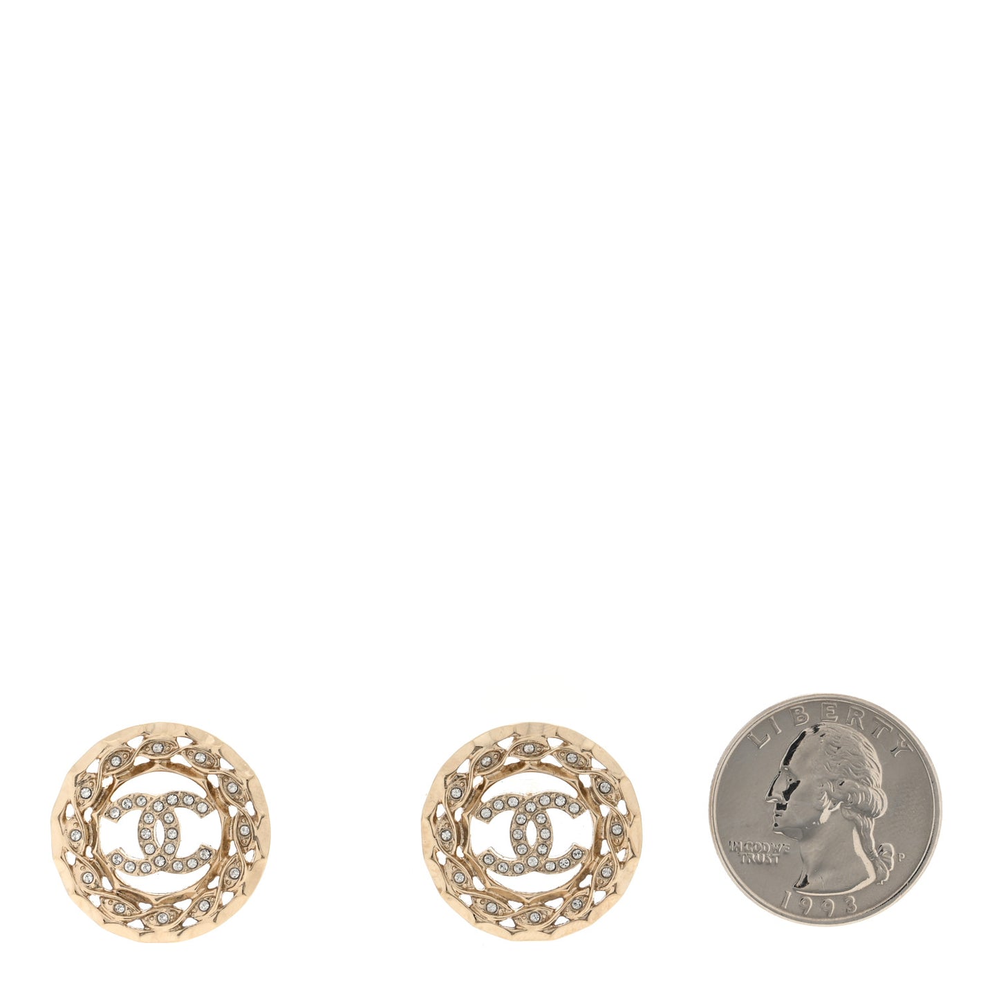 Crystal CC Round Earrings Gold
