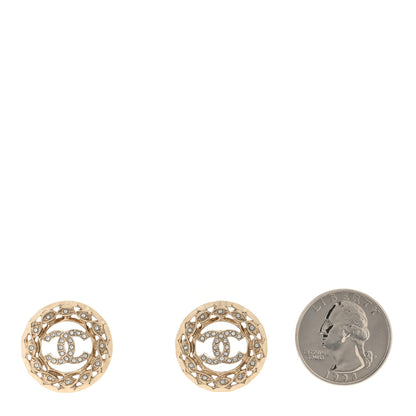 Chanel Crystal CC Round Earrings Gold 2 of 4