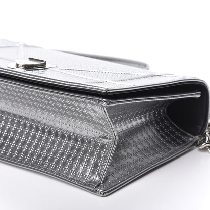 Christian Dior Metallic Patent Micro-Cannage Medium Diorama Flap Bag Silver 6 of 11