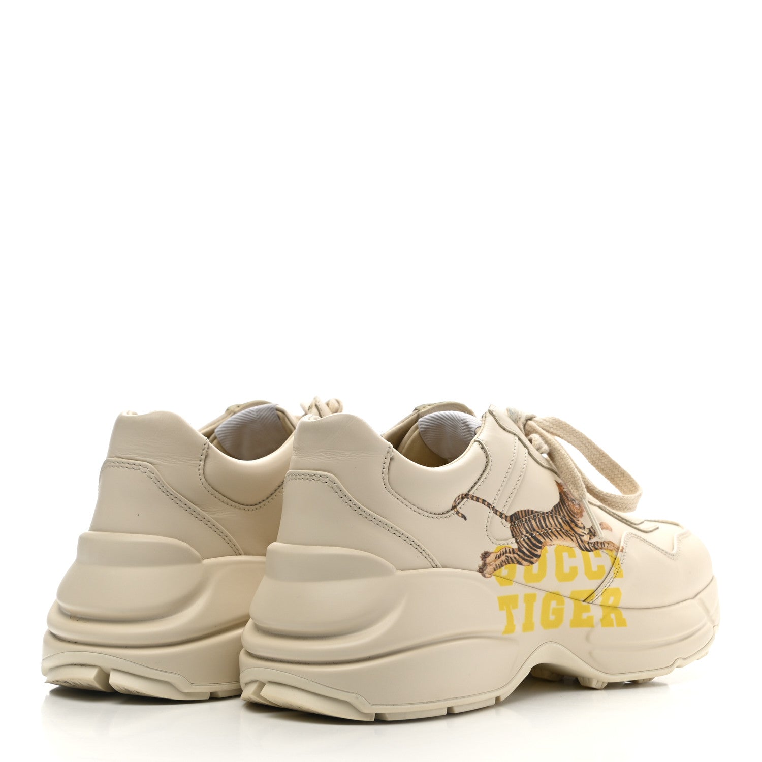 Gucci Calfskin Tiger Rhyton Sneakers 37 Ivory 4 of 11