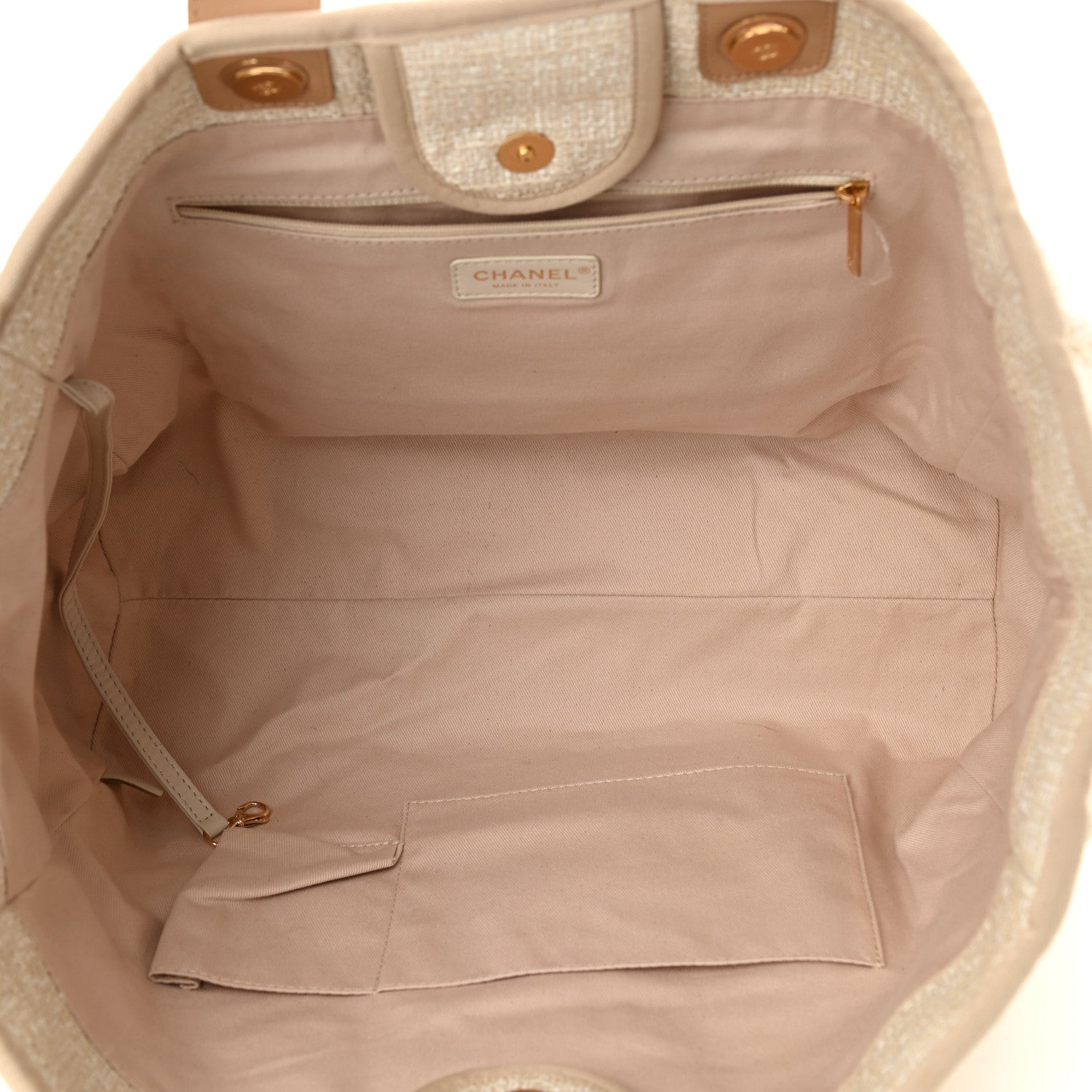 Chanel Mixed Fibers Calfskin Medium Deauville Tote Light Beige 5 of 10