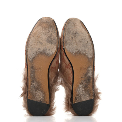 Gucci GG Monogram Fur Womens Princetown Slippers 36 Beige Ruggine Rust 4 of 4