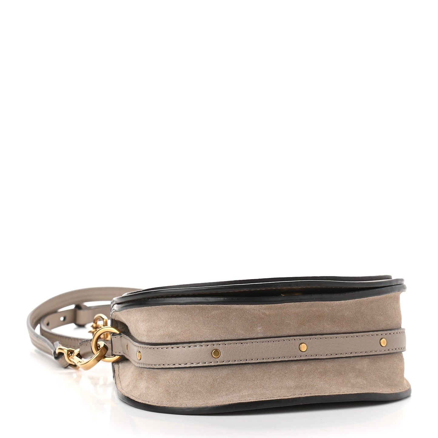 Calfskin Suede Small Nile Bracelet Bag Motty Grey