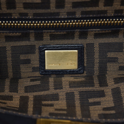 Fendi Goatskin Zucca Large Peekaboo Iconic Satchel Black Tobacco 11 of 20