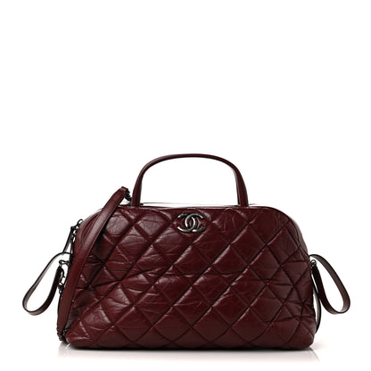 Chanel Aged Calfskin Small Bowling Bag Burgundy 1 of 13