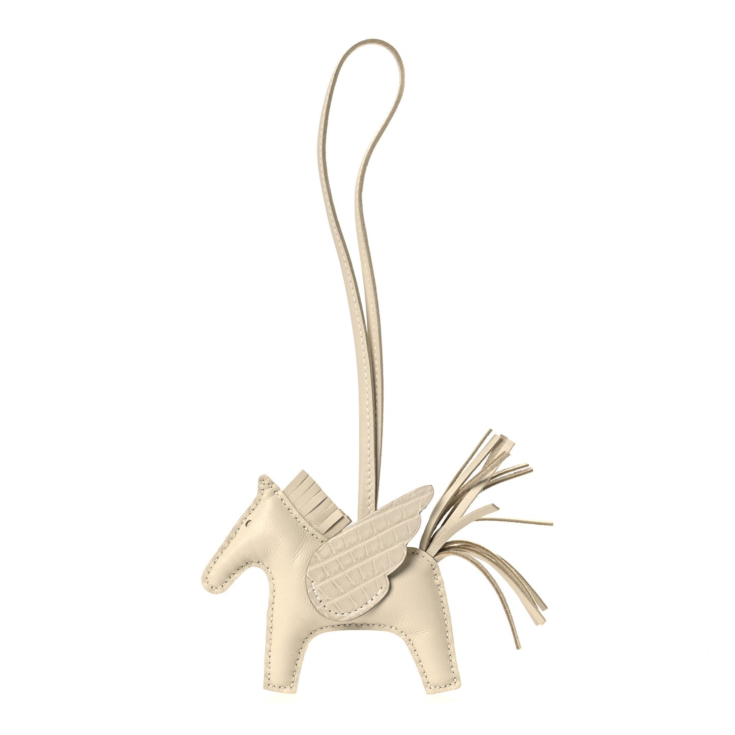 Milo Lambskin Matte Alligator Touch Grigri Rodeo Pegase Horse Bag Charm PM Craie Nata Beton