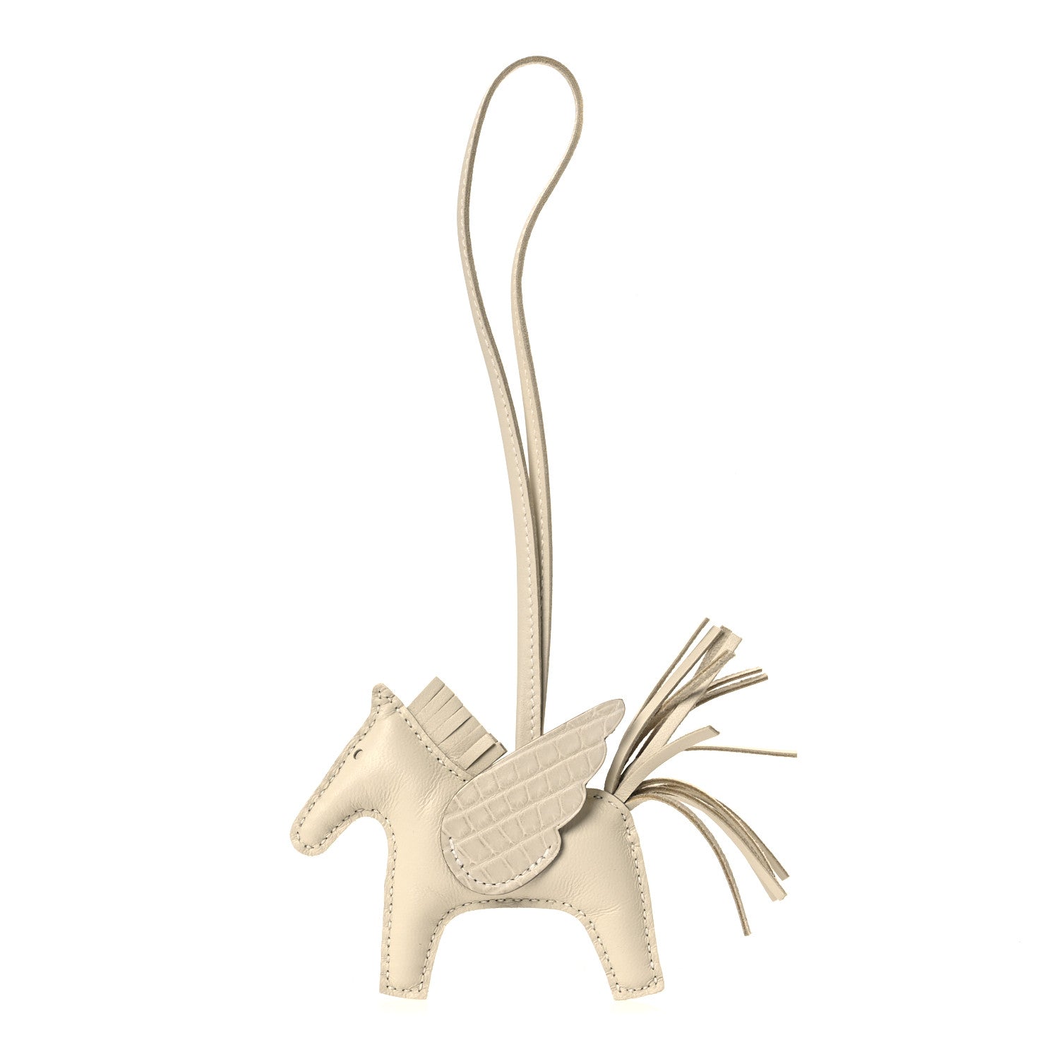 Hermes Milo Lambskin Matte Alligator Touch Grigri Rodeo Pegase Horse Bag Charm PM Craie Nata Beton 1 of 5