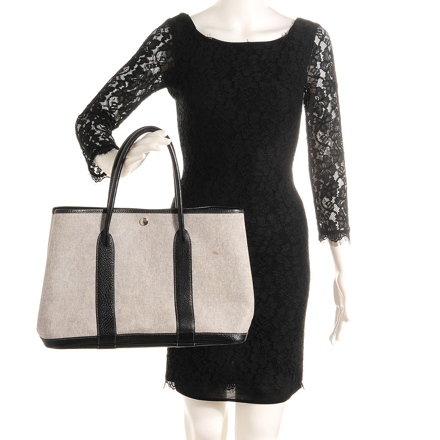 Hermes Toile Leather Garden Party 36 MM Tote Black 2 of 10