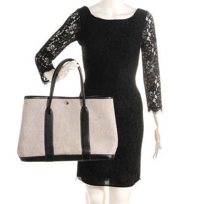 Hermes Toile Leather Garden Party 36 MM Tote Black 2 of 10