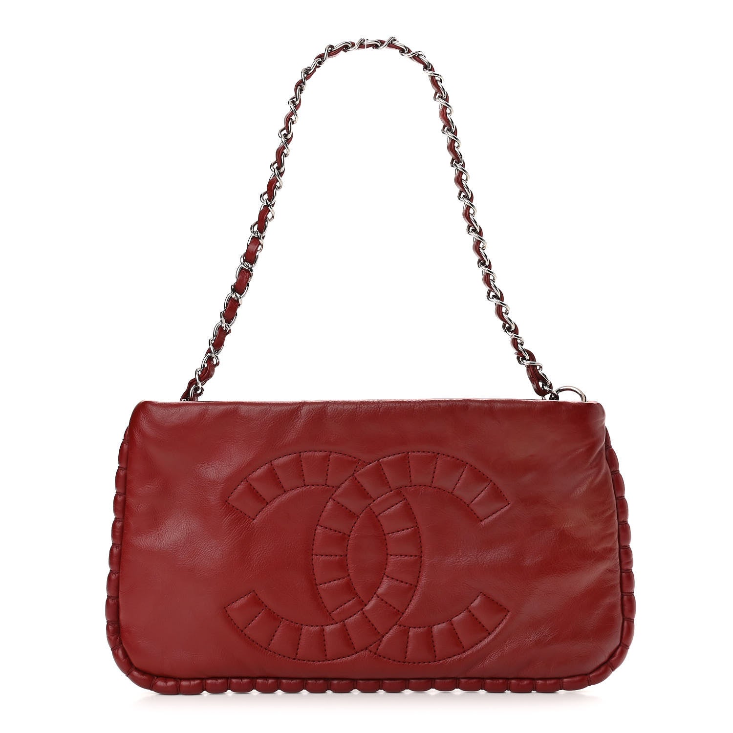 Chanel Calfskin On The Bund Pochette Dark Red 1 of 10