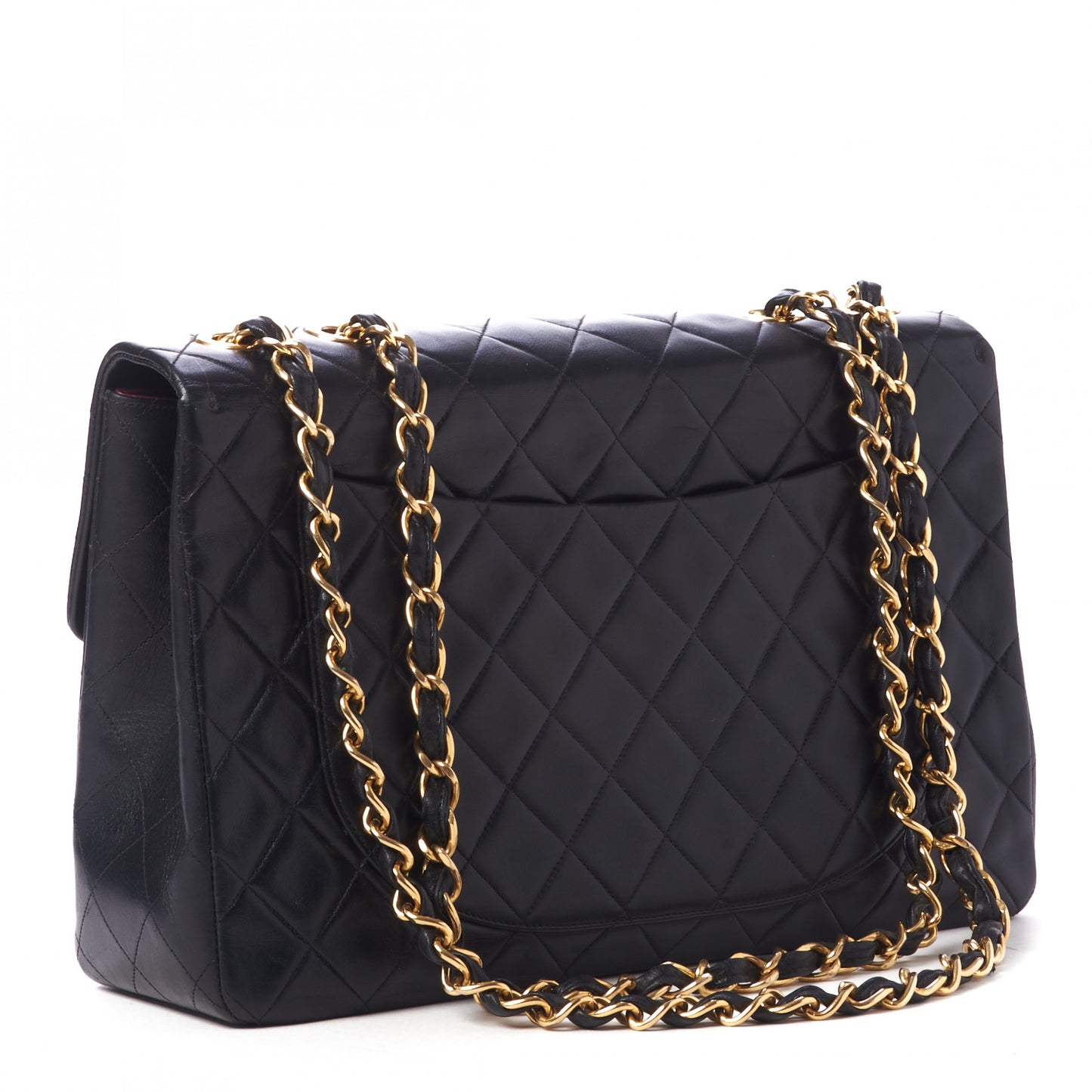 Lambskin Quilted XL Jumbo Single Flap Black