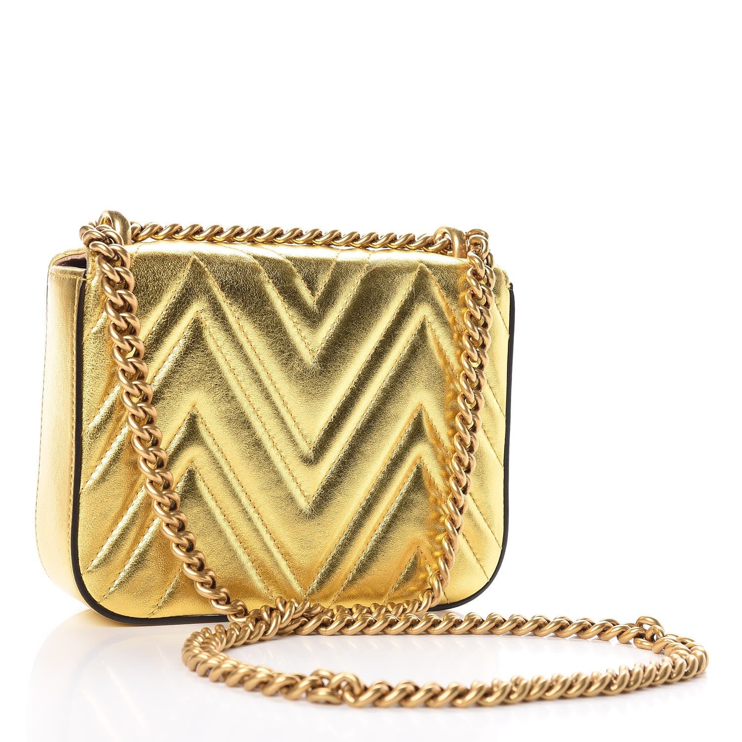 Gucci Metallic Nappa Matelasse Broadway Shoulder Bag Gold 4 of 17