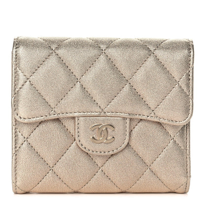 Chanel Metallic Lambskin Quilted Compact Flap Wallet Gold 1 of 12