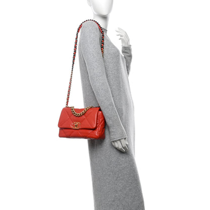 Chanel Goatskin Quilted Medium Chanel 19 Flap Orange 2 of 10