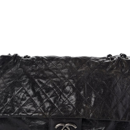 Chanel Crumpled Caviar Quilted Maxi Elastic Flap Black 12 of 15