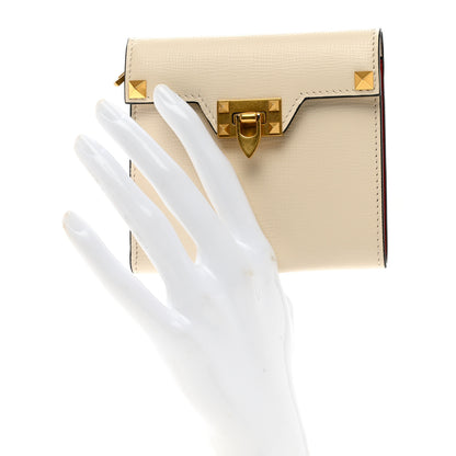 Valentino Garavani Grainy Calfskin Rockstud Compact Wallet Light Ivory 2 of 5