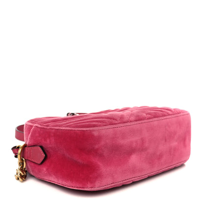 Gucci Velvet Matelasse Small GG Marmont Chain Shoulder Bag Light Raspberry Rose 4 of 11